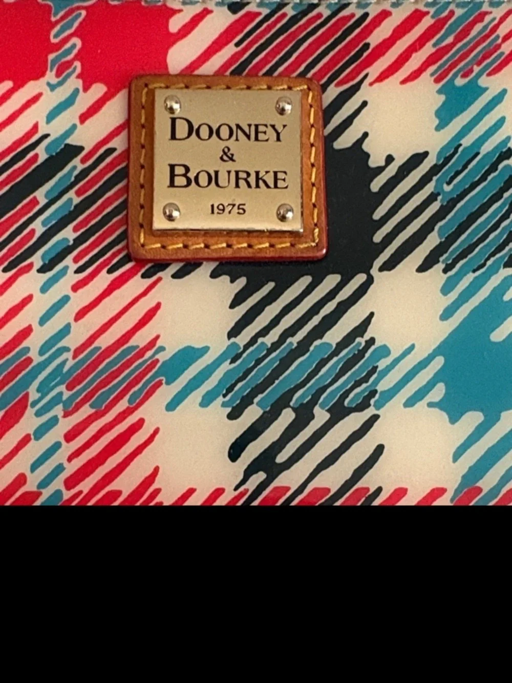 Dooney & Bourke Red, Blue, Black, Yellow, White Plaid Zip Wallet